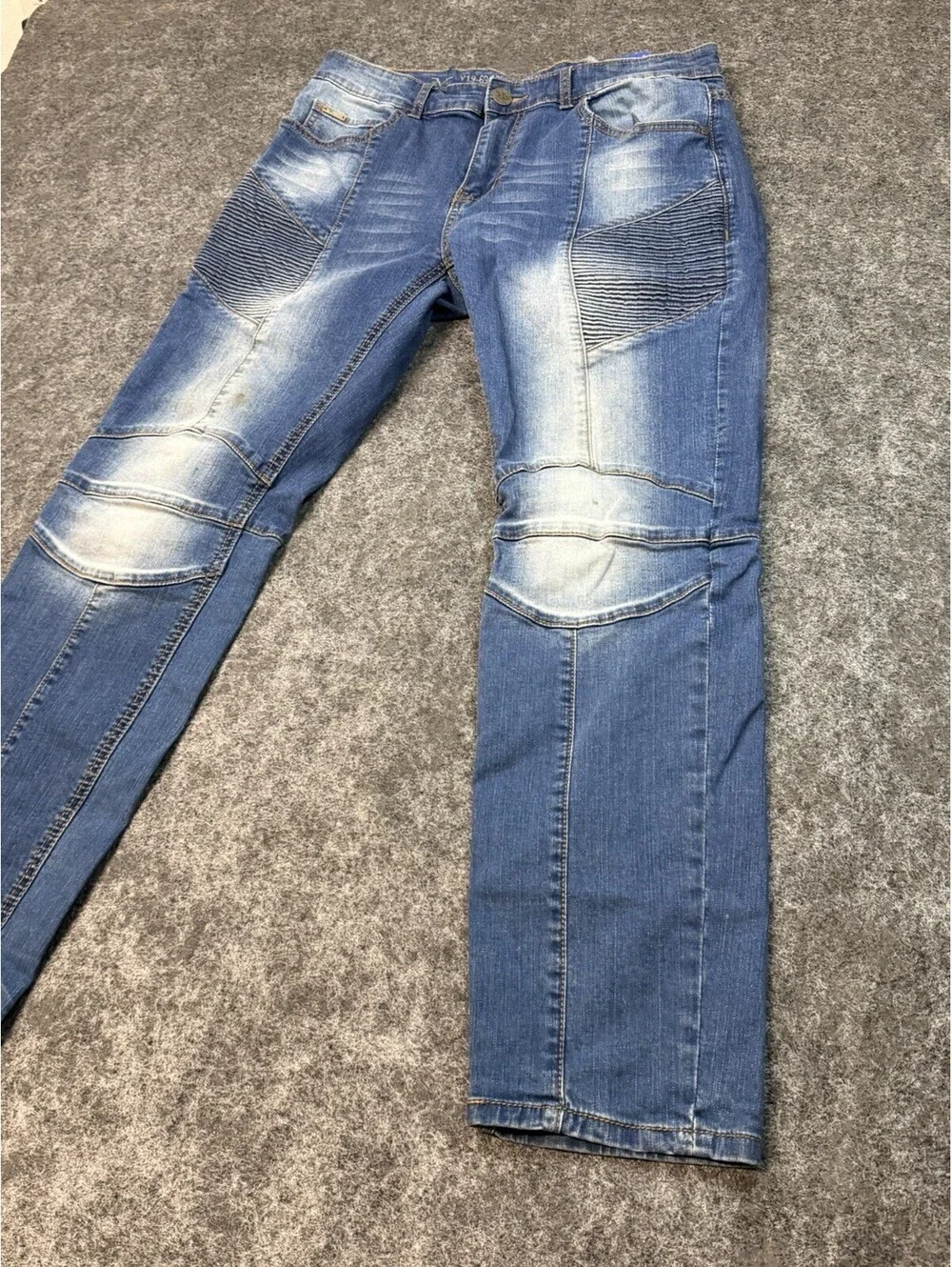 Vince Camuto V19-69 Moto Biker Jeans Mens 32x30 Slim Taper Blue NWT
